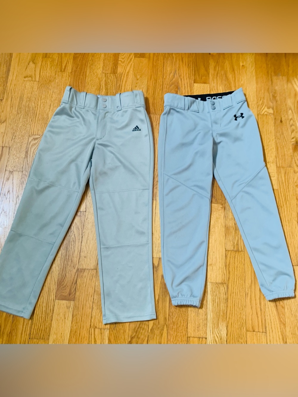 Under Armour & Adidas Kids Small Gray Baseball Pants Set Athletic Stretch EUC